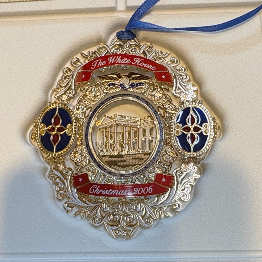 White House Gold and Red Holiday Ornament